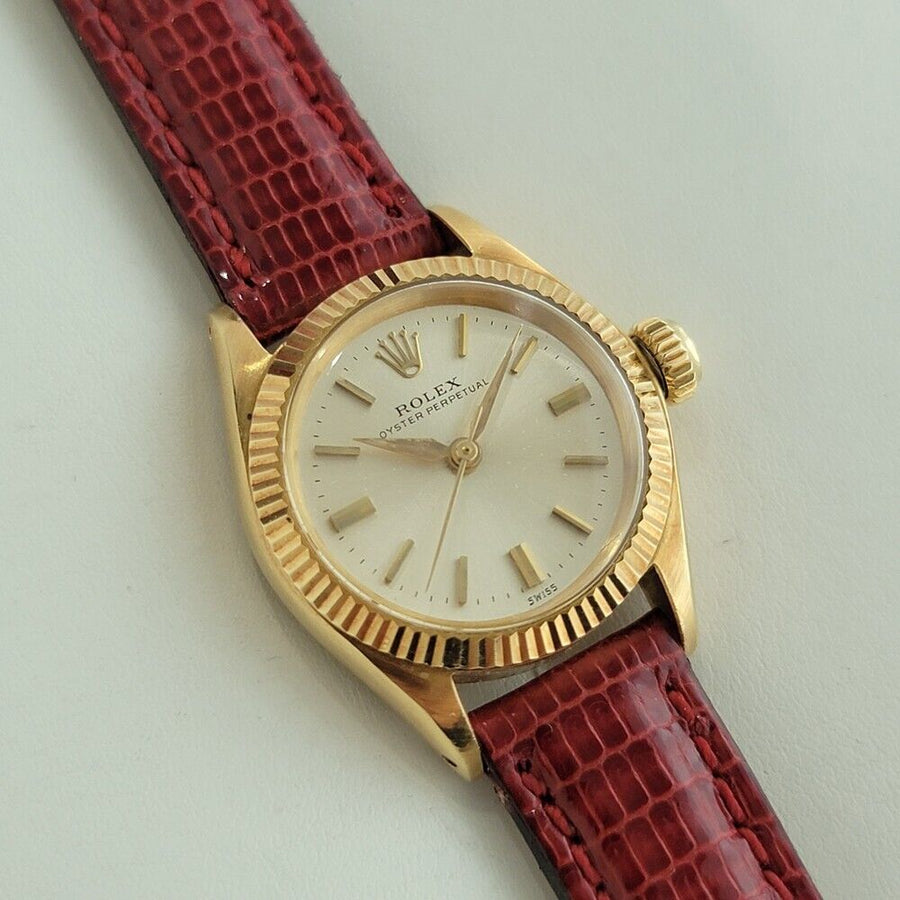 Rolex Lady Oyster Perpetual 6619 18k Gold Dress Watch 1960s Swiss Luxury RA418R