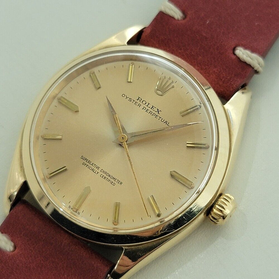 Mens Rolex Oyster Perpetual Ref 1002 34mm 14k Solid Gold Automatic 1960s NA111R