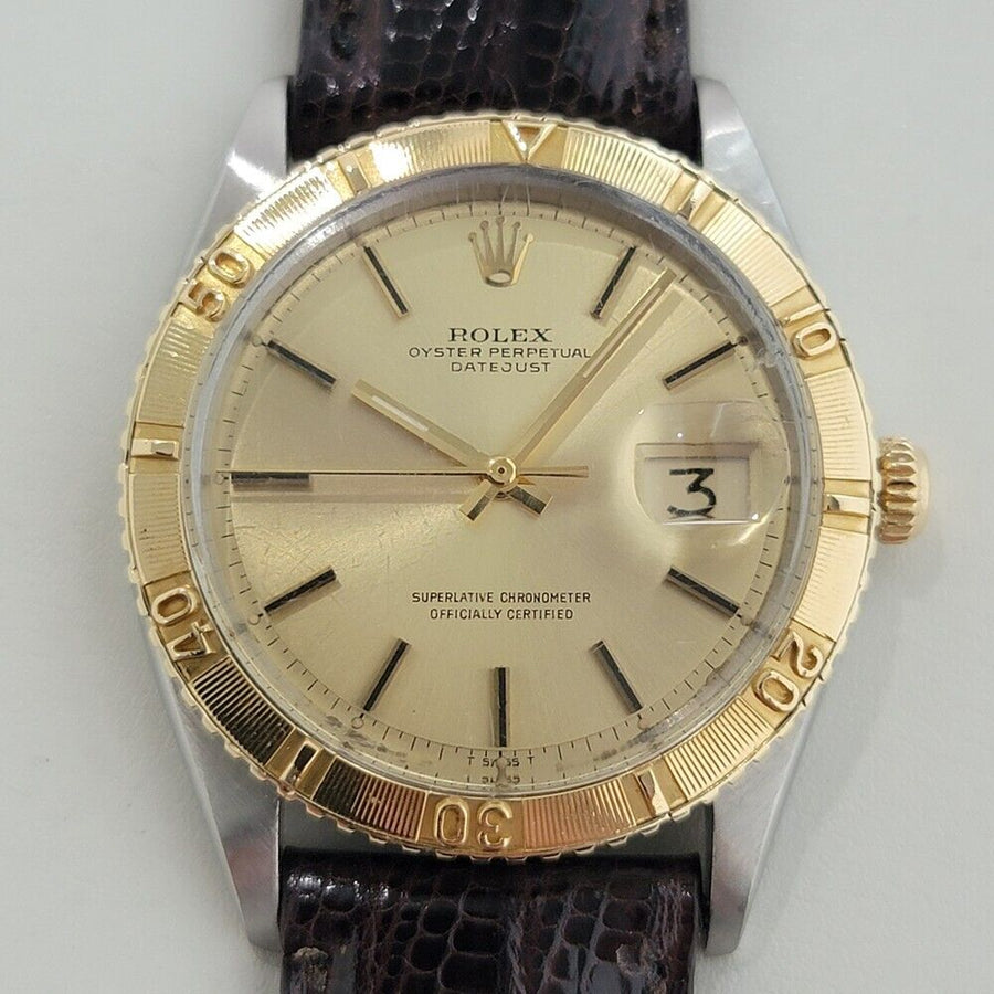 Mens Rolex Datejust Ref 1625 Thunderbird 36mm 18k Gold SS Automatic 1970s NA102