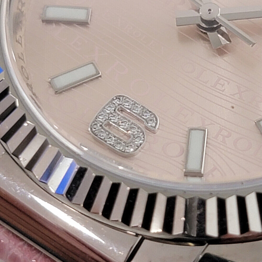 Unisex Rolex Datejust 18k White Gold 116139 Diamonds 2000s 36mm Pink Dial RJC108