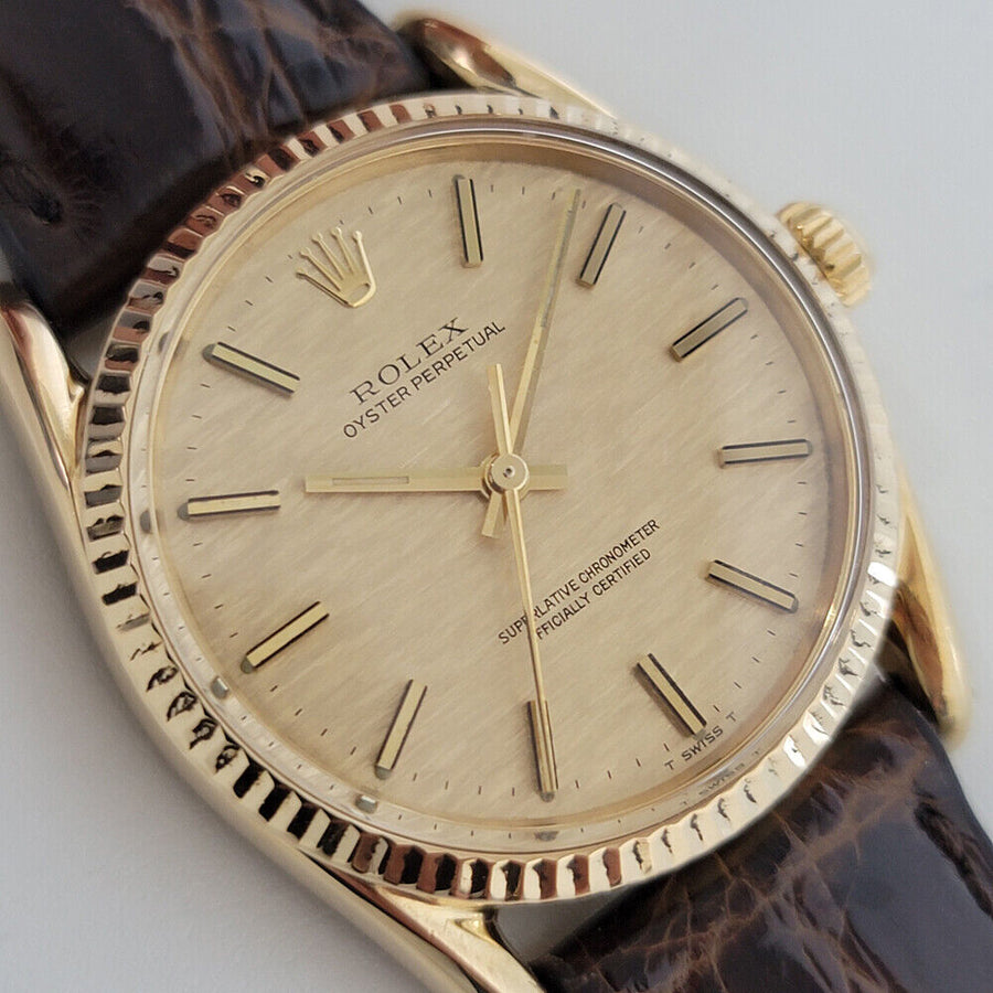 Mens Rolex Oyster Perpetual Ref 1011 33mm 18k Gold Automatic Swiss 1970s RJC154