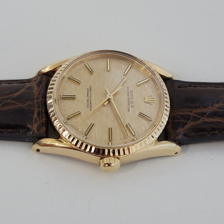 Mens Rolex Oyster Perpetual Ref 1011 33mm 18k Gold Automatic Swiss 1970s RJC154