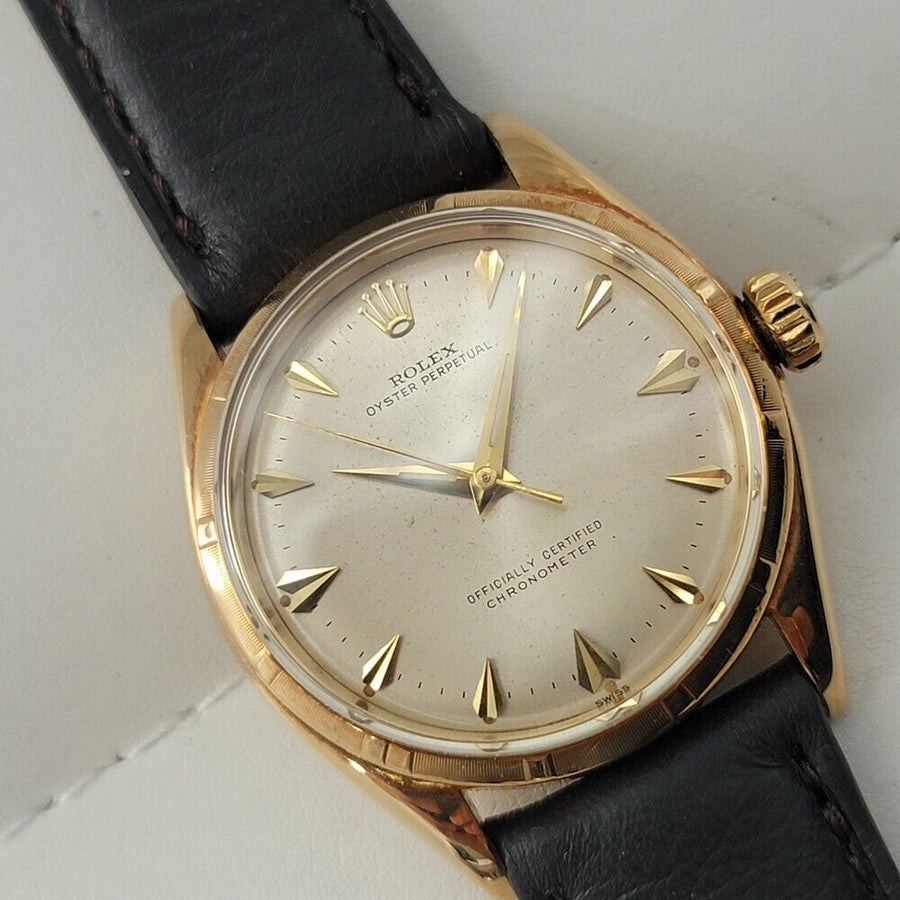 Mens Rolex Oyster Perpetual Ref 6585 14k Gold 34mm Automatic 1960s Swiss RJC162B