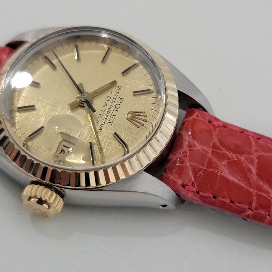 Rolex Lady Oyster Date 6917 18k Gold SS Automatic 1980s Swiss Luxury RA400R