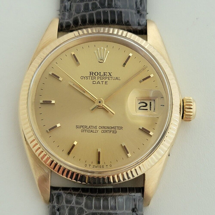 Mens Rolex Oyster Perpetual Date 1503 18k Solid Gold 34mm Automatic 1960s RA387