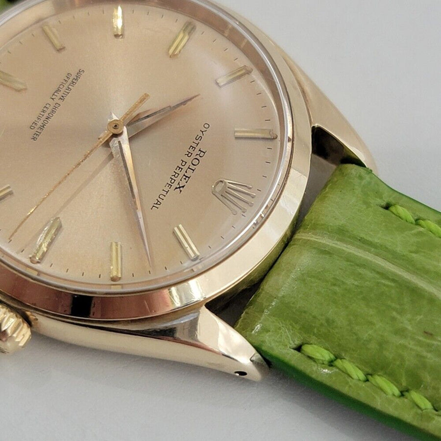 Mens Rolex Oyster Perpetual Ref 1002 34mm 14k Solid Gold Automatic 1960s NA111