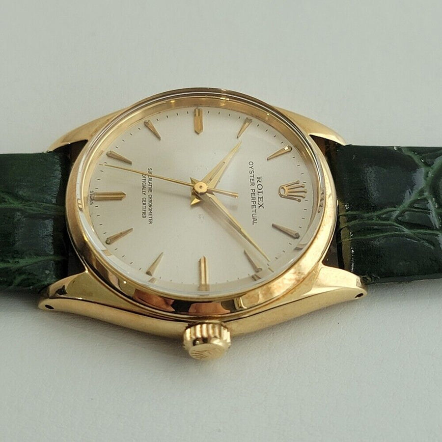 Mens Rolex Oyster Perpetual Ref 1002 34mm 18k Solid Gold Automatic 1960s NA110G