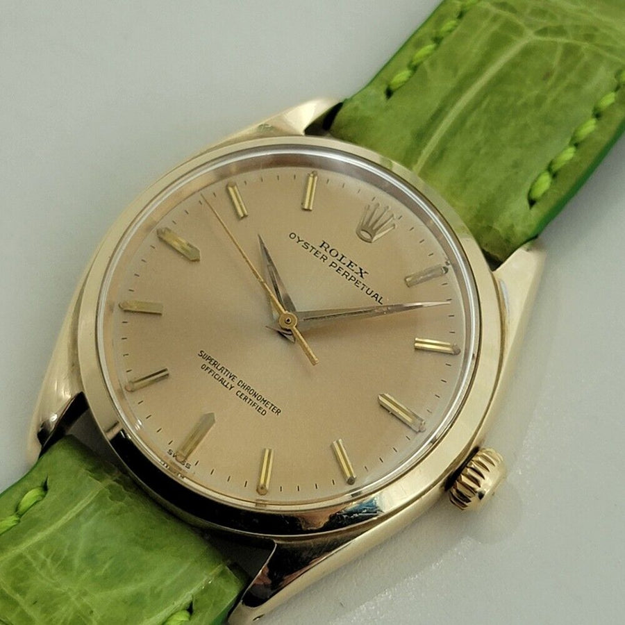 Mens Rolex Oyster Perpetual Ref 1002 34mm 14k Solid Gold Automatic 1960s NA111