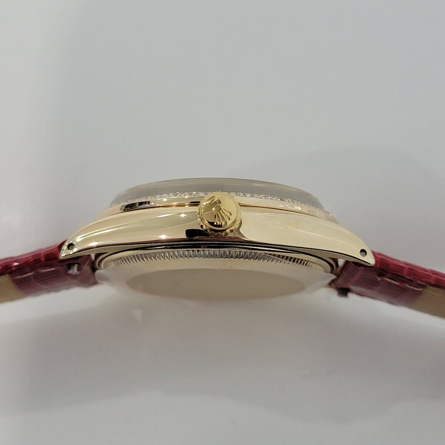 Mens Rolex 14k Solid Gold Custom Diamond & Ruby Dial 6564 34mm 1950s Auto RA150