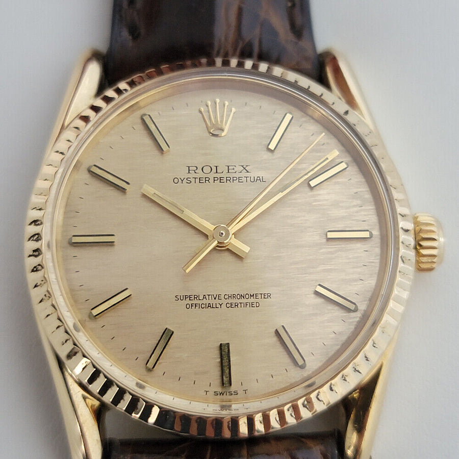 Mens Rolex Oyster Perpetual Ref 1011 33mm 18k Gold Automatic Swiss 1970s RJC154