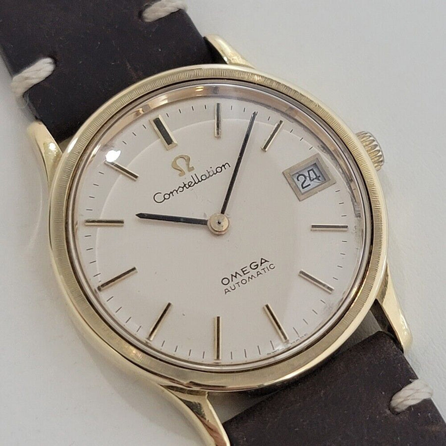 Mens Omega Constellation Ref 166 052 18k Gold Automatic w Date 1960s Swiss RA404