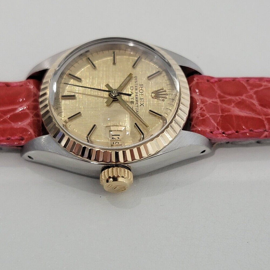 Rolex Lady Oyster Date 6917 18k Gold SS Automatic 1980s Swiss Luxury RA400R