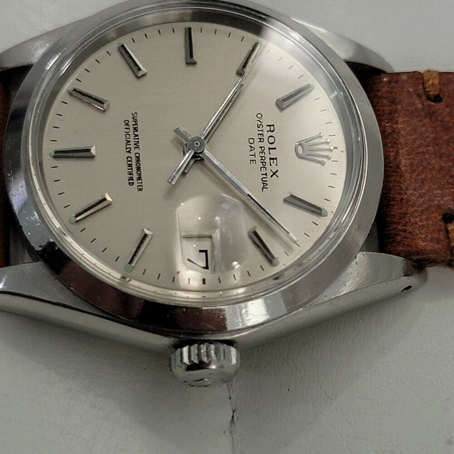 Mens Rolex Oyster Perpetual Date 1500 35mm Automatic 1960s Swiss Vintage RA259T