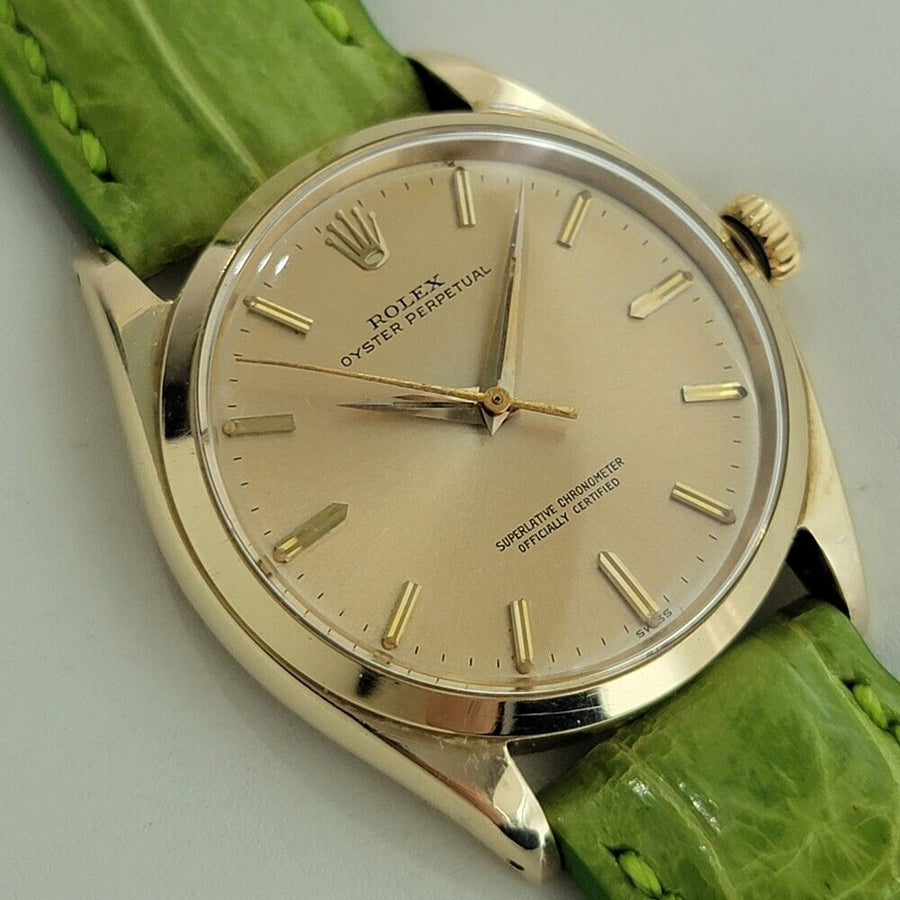 Mens Rolex Oyster Perpetual Ref 1002 34mm 14k Solid Gold Automatic 1960s NA111