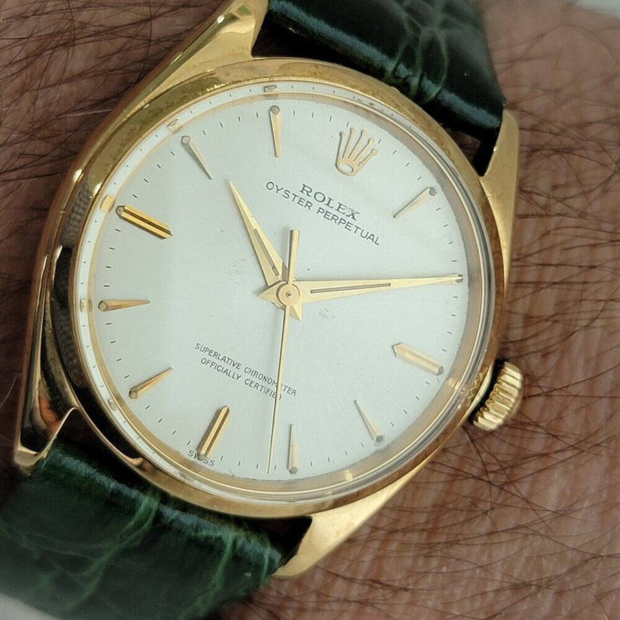 Mens Rolex Oyster Perpetual Ref 1002 34mm 18k Solid Gold Automatic 1960s NA110G