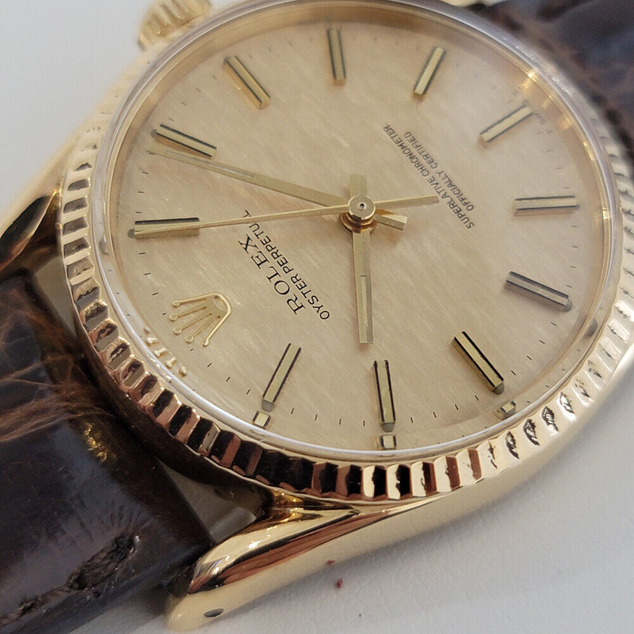 Mens Rolex Oyster Perpetual Ref 1011 33mm 18k Gold Automatic Swiss 1970s RJC154