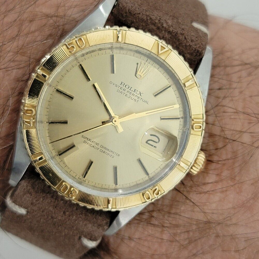 Mens Rolex Datejust Ref 1625 Thunderbird 36mm 18k Gold SS Automatic 1970s NA102B