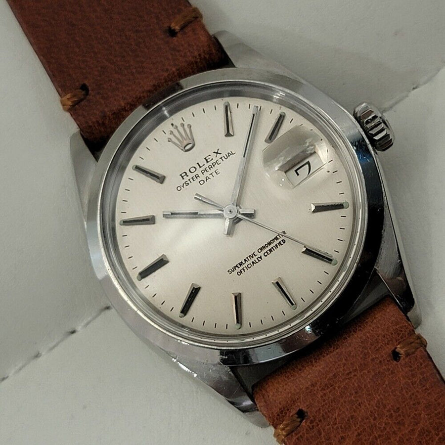 Mens Rolex Oyster Perpetual Date 1500 35mm Automatic 1960s Swiss Vintage RA259T