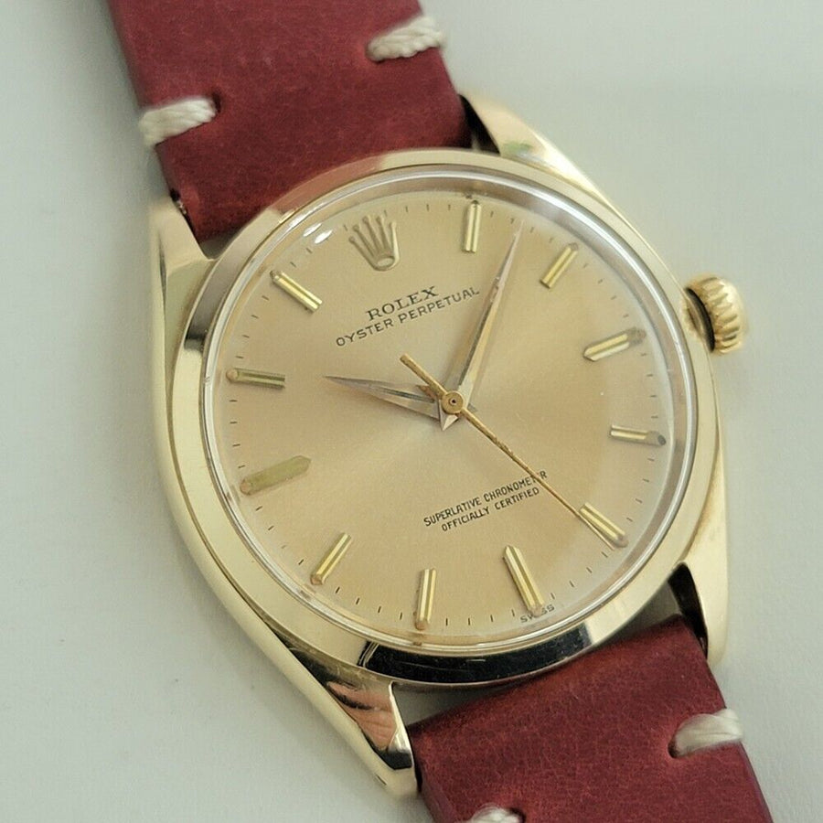 Mens Rolex Oyster Perpetual Ref 1002 34mm 14k Solid Gold Automatic 1960s NA111R