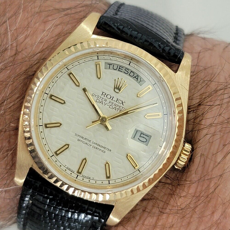 Mens Rolex Day Date President 18038 18k Gold Automatic 1980s w Papers NA101