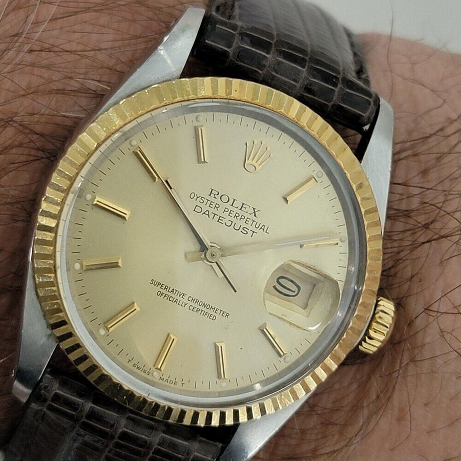 Mens Rolex Oyster Datejust Ref 16013 36mm 18k SS Automatic 1980s Swiss RA396B