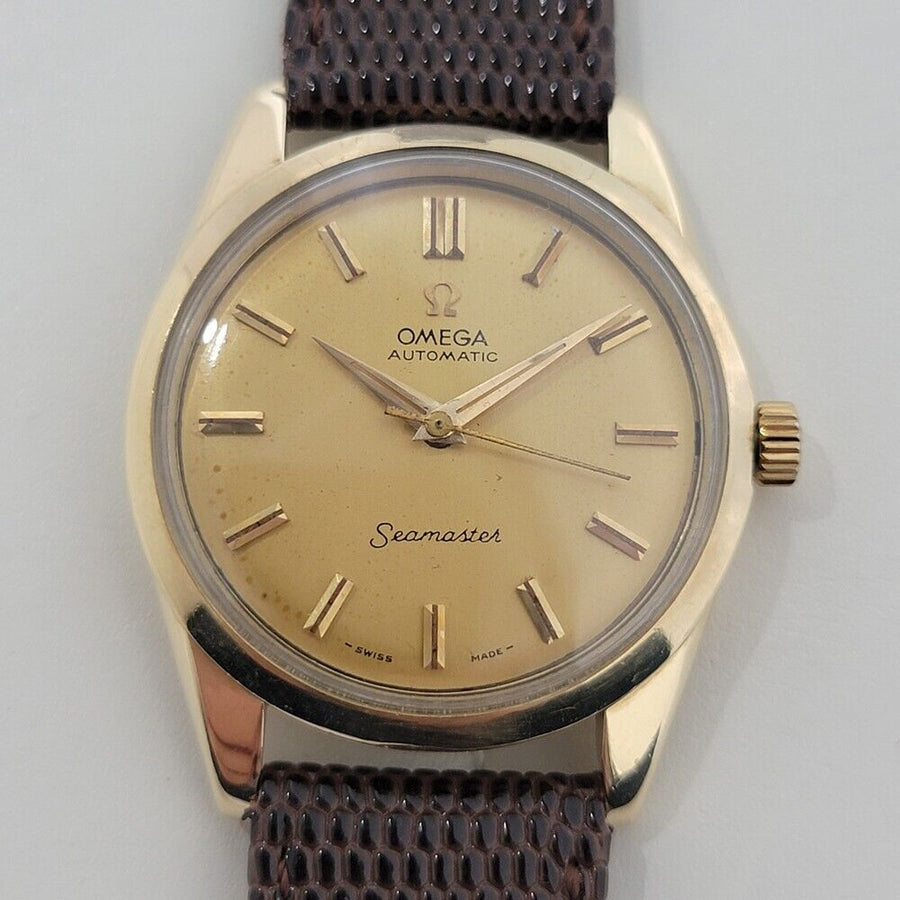 Mens Omega Seamaster Ref 2975 35mm 14k Gold Automatic 1950s Swiss Vintage RA406