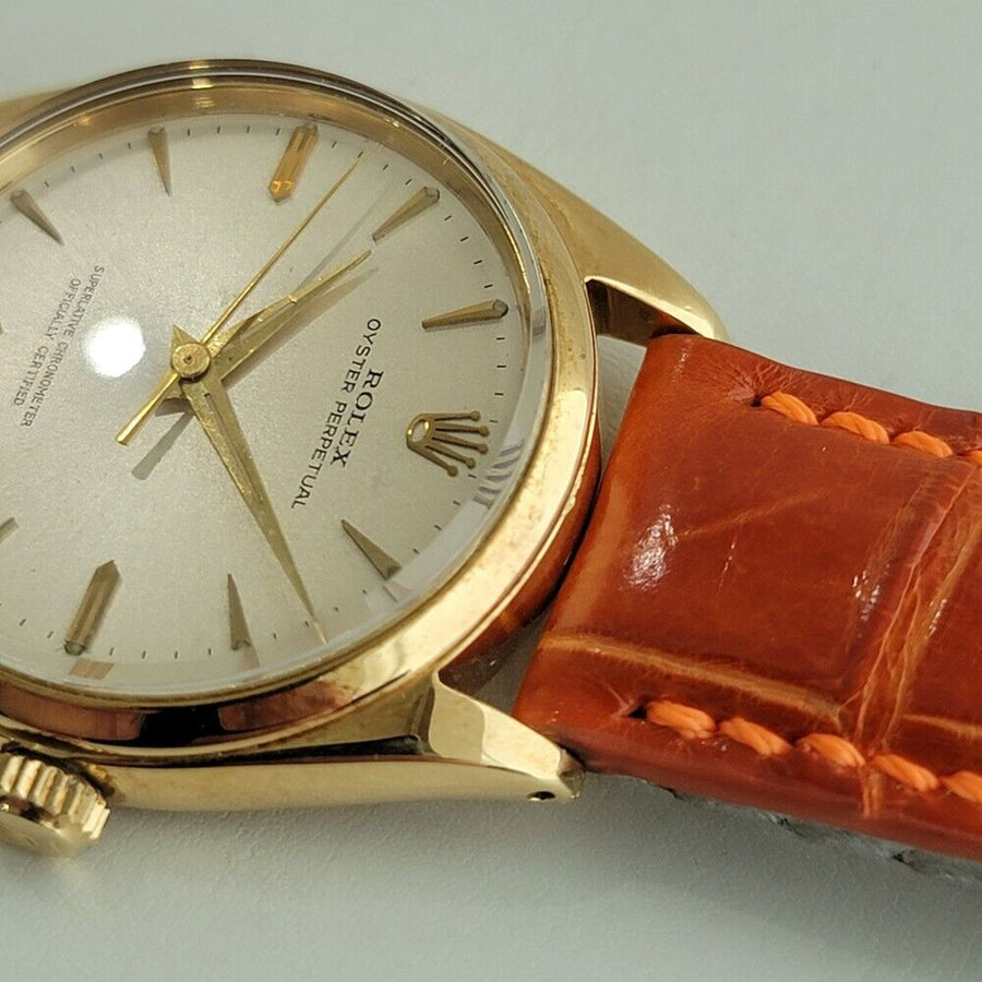 Mens Rolex Oyster Perpetual Ref 1002 34mm 18k Solid Gold Automatic 1960s NA110