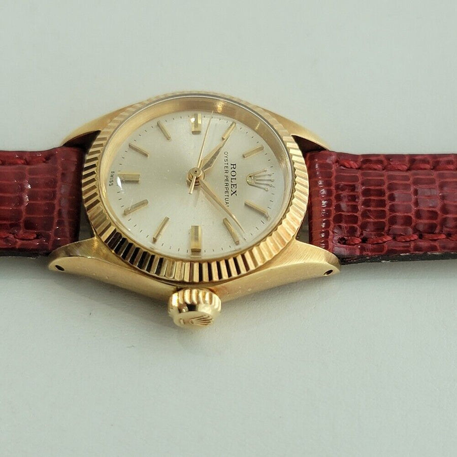 Rolex Lady Oyster Perpetual 6619 18k Gold Dress Watch 1960s Swiss Luxury RA418R