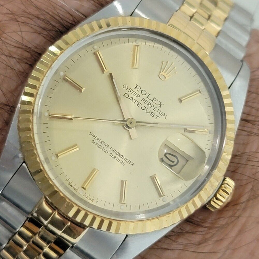 Mens Rolex Oyster Datejust Ref 16013 36mm 18k SS Automatic 1980s Swiss RA396