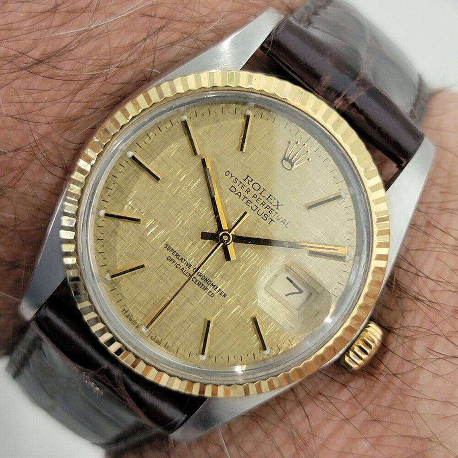 Mens Rolex Oyster Datejust Ref 16013 36mm 18k SS Automatic 1980s Swiss RA398