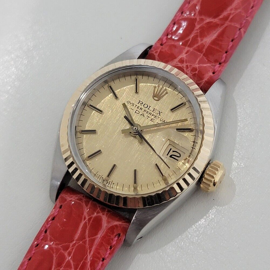 Rolex Lady Oyster Date 6917 18k Gold SS Automatic 1980s Swiss Luxury RA400R