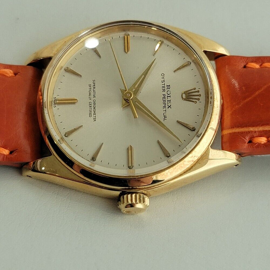 Mens Rolex Oyster Perpetual Ref 1002 34mm 18k Solid Gold Automatic 1960s NA110