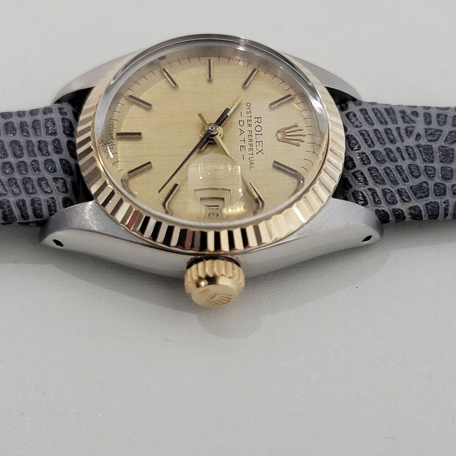 Rolex Lady Oyster Date 6917 18k Gold SS Automatic 1980s Swiss Luxury RA400