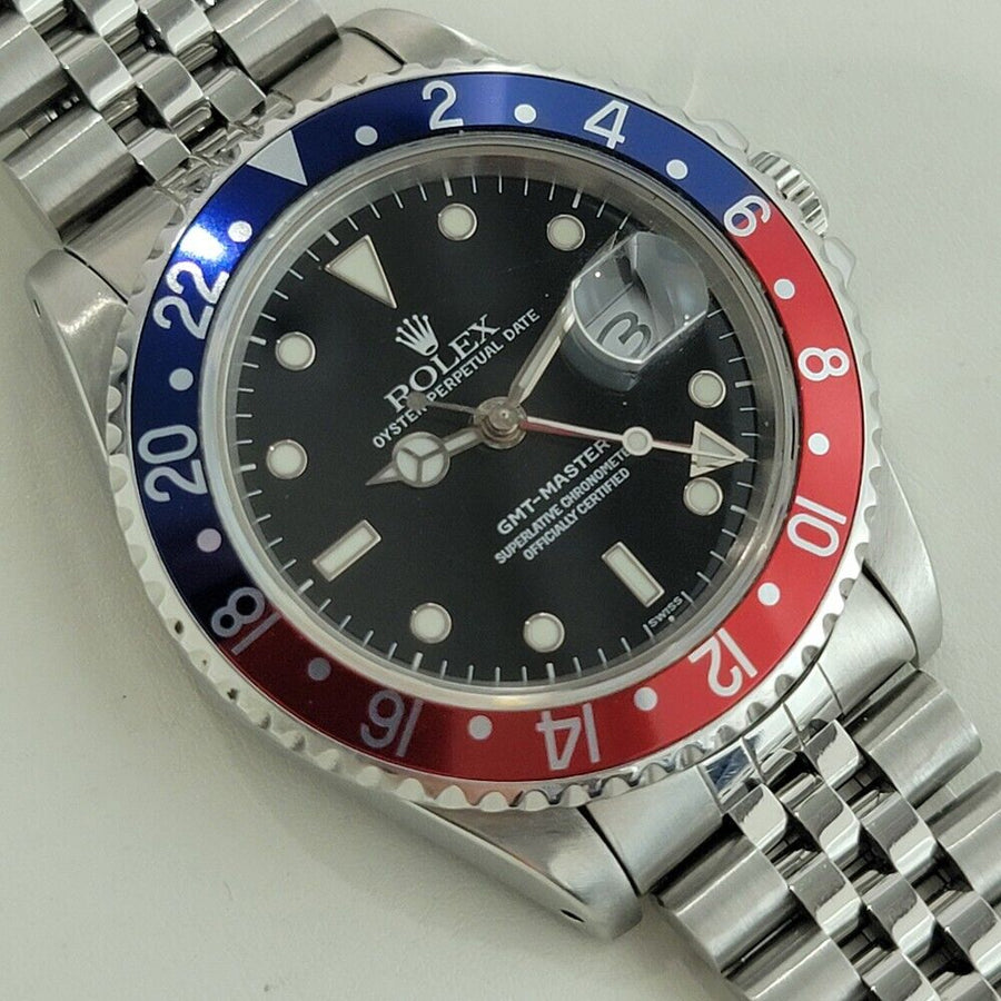 Mens Rolex Oyster Date GMT Ref 16700 40mm Pepsi Bezel Automatic 1990s NA109