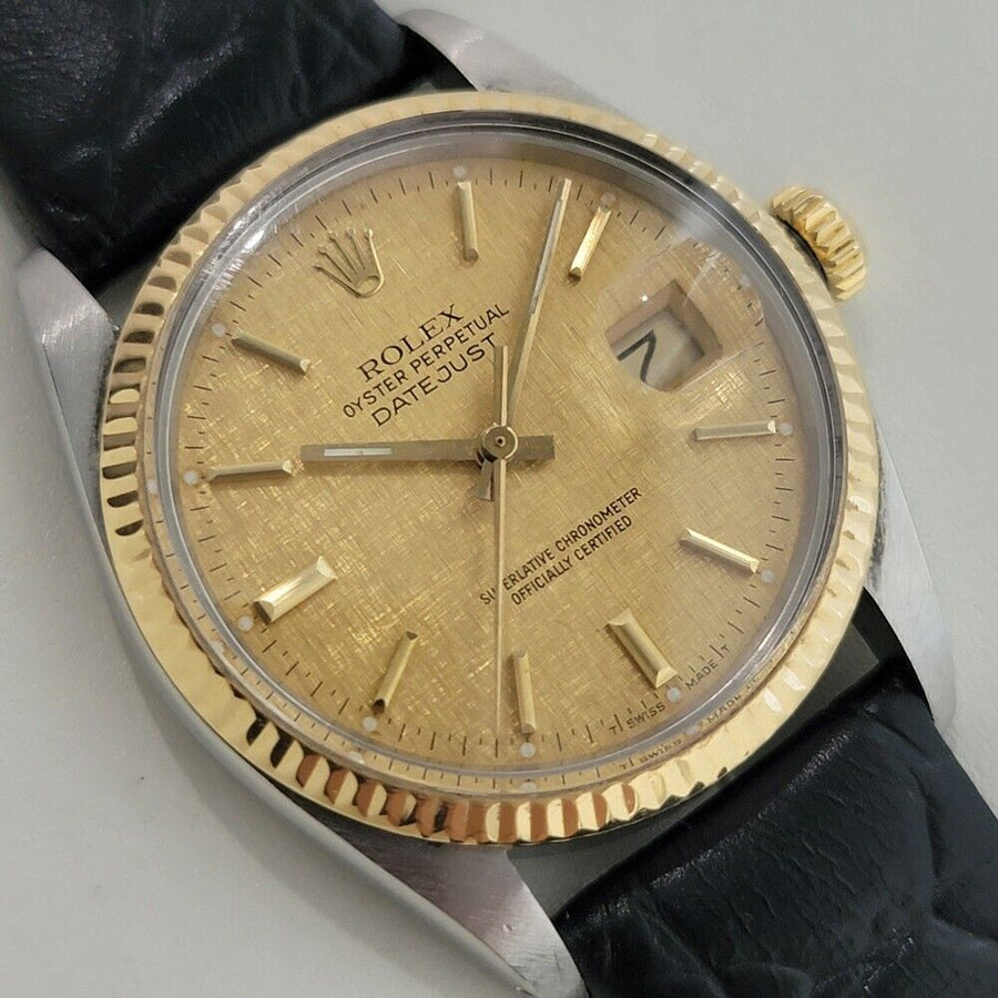 Mens Rolex Oyster Datejust Ref 16013 18k SS 36mm Automatic 1980s Swiss NA106