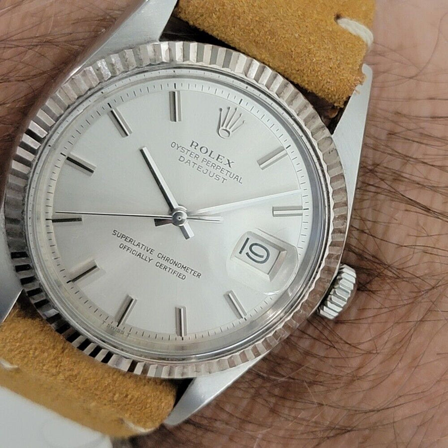 Mens Rolex Oyster Datejust 1601 36mm 18k Gold SS Automatic 1970s Swiss RA338T