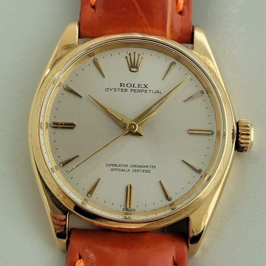 Mens Rolex Oyster Perpetual Ref 1002 34mm 18k Solid Gold Automatic 1960s NA110