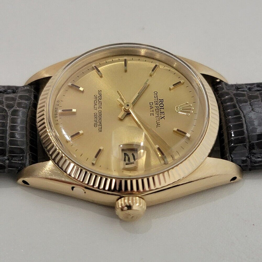 Mens Rolex Oyster Perpetual Date 1503 18k Solid Gold 34mm Automatic 1960s RA387