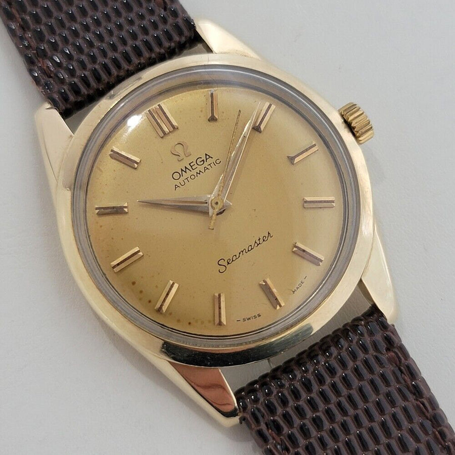 Mens Omega Seamaster Ref 2975 35mm 14k Gold Automatic 1950s Swiss Vintage RA406