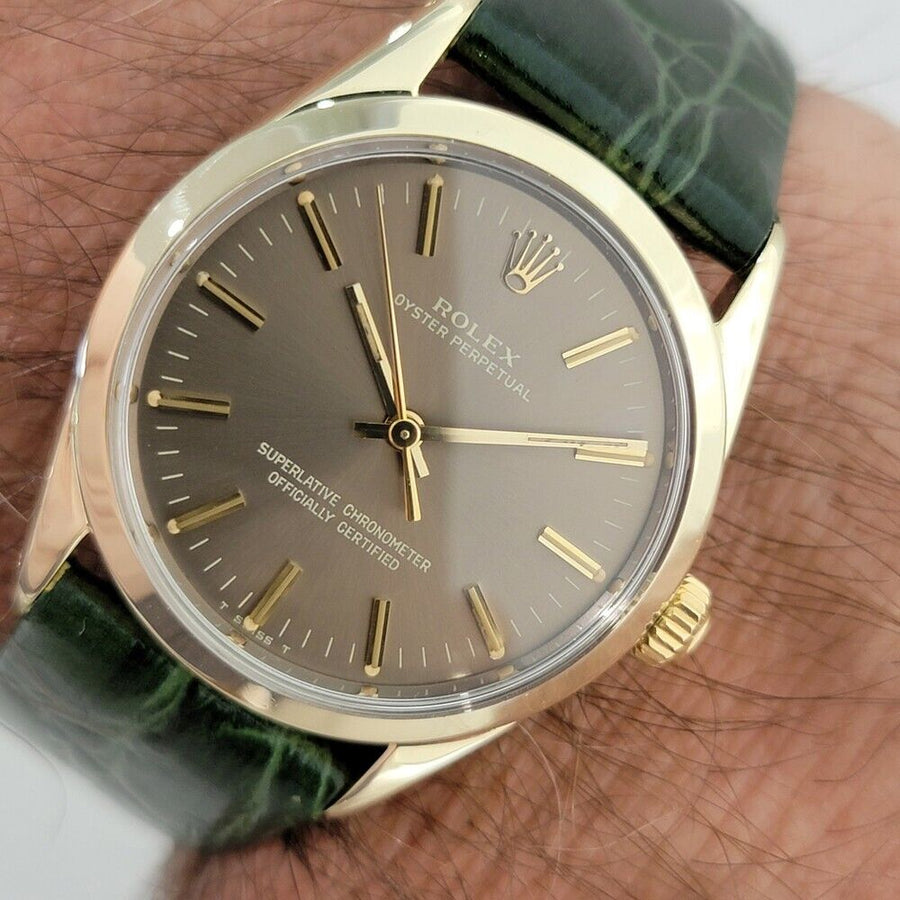 Mens Rolex Oyster Perpetual 1024 34mm Gold Capped Automatic Vintage 1970s RA375G