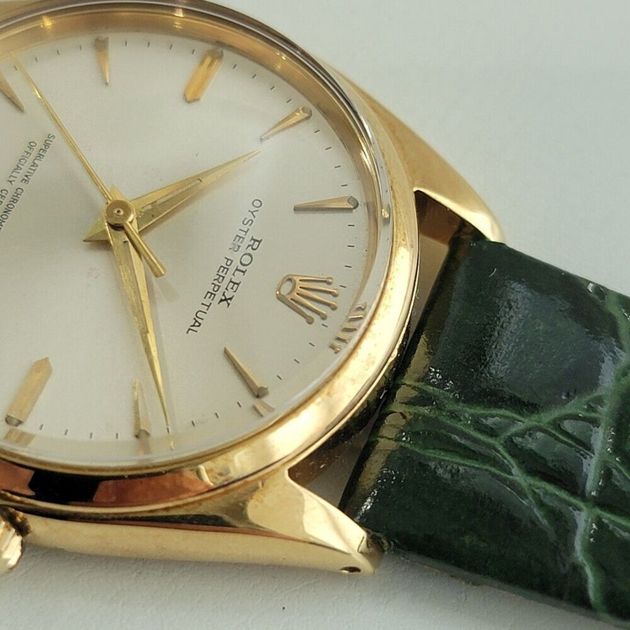 Mens Rolex Oyster Perpetual Ref 1002 34mm 18k Solid Gold Automatic 1960s NA110G