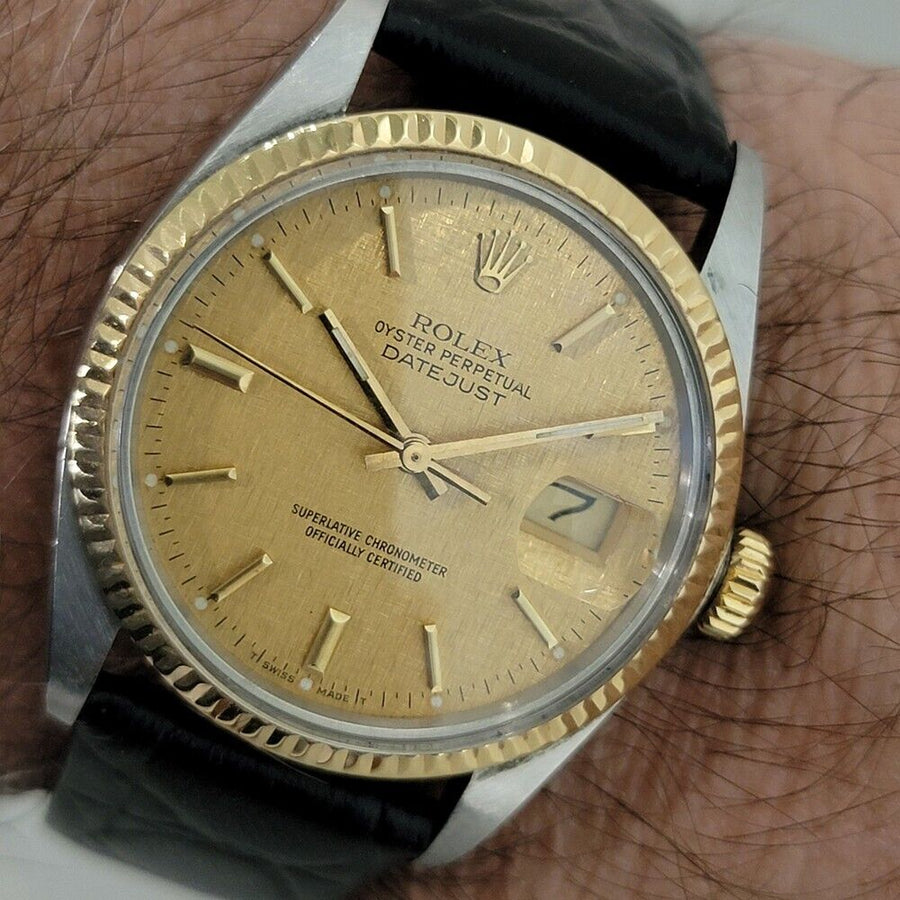 Mens Rolex Oyster Datejust Ref 16013 18k SS 36mm Automatic 1980s Swiss NA106