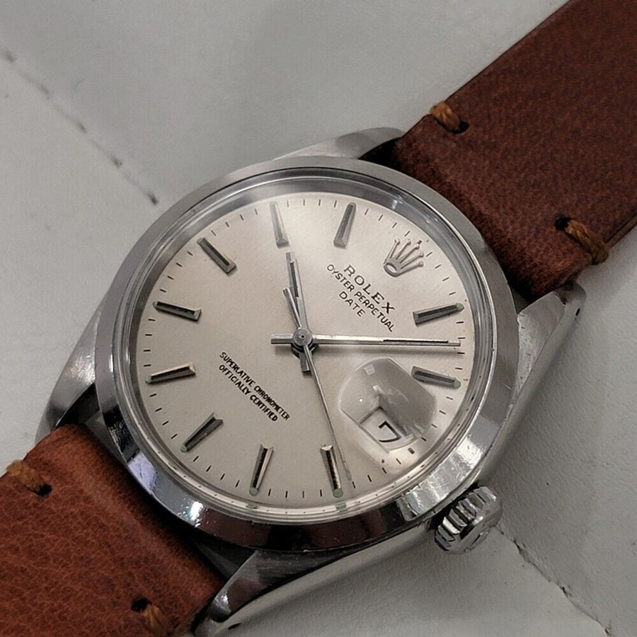 Mens Rolex Oyster Perpetual Date 1500 35mm Automatic 1960s Swiss Vintage RA259T