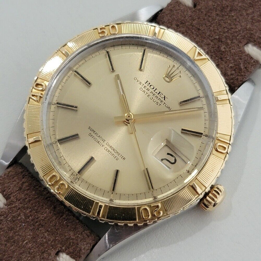 Mens Rolex Datejust Ref 1625 Thunderbird 36mm 18k Gold SS Automatic 1970s NA102B