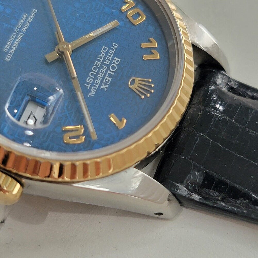 Mens Rolex Datejust 16233 18k Gold SS Blue Computer Dial Automatic 1980s RA265B