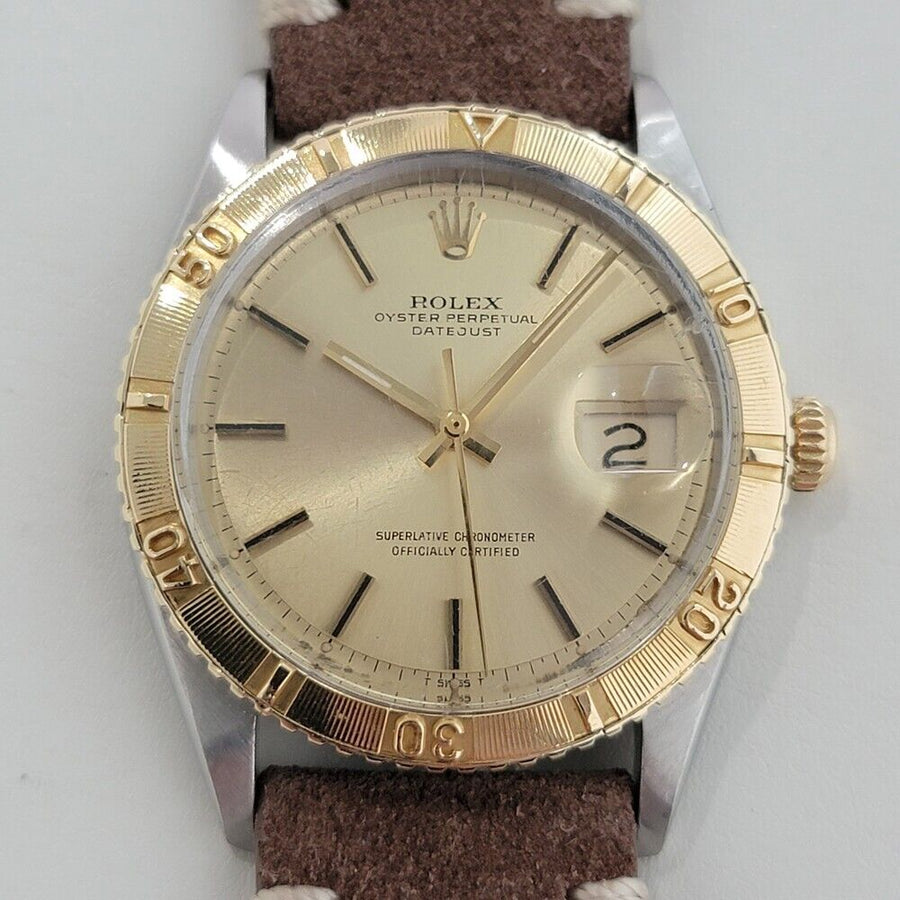 Mens Rolex Datejust Ref 1625 Thunderbird 36mm 18k Gold SS Automatic 1970s NA102B