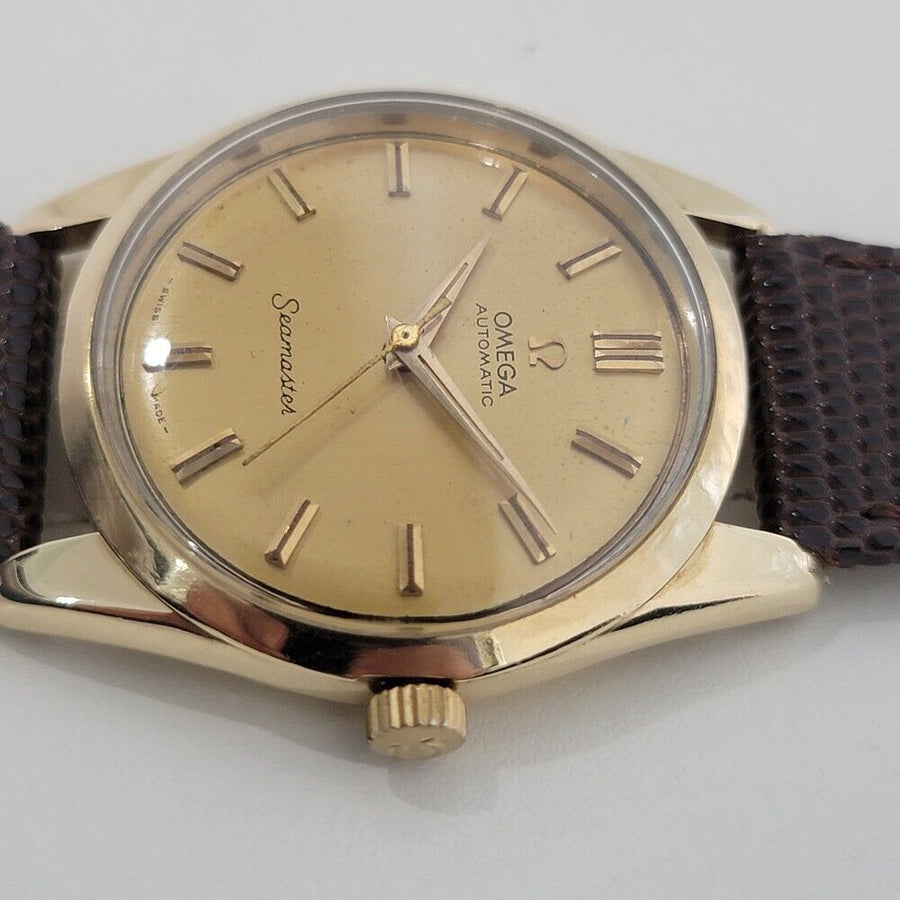 Mens Omega Seamaster Ref 2975 35mm 14k Gold Automatic 1950s Swiss Vintage RA406