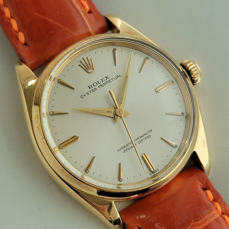 Mens Rolex Oyster Perpetual Ref 1002 34mm 18k Solid Gold Automatic 1960s NA110