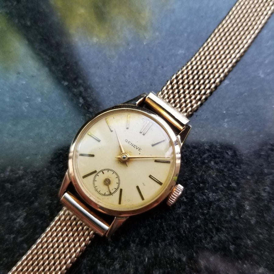 Ladies Swiss Geneve 18k Rose Gold 1960s 20mm Cocktail Watch Swiss Vintage RAC3