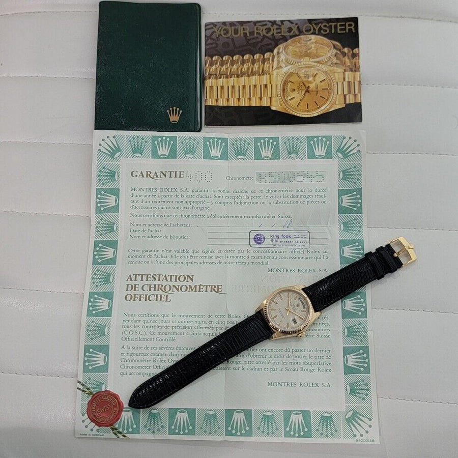 Mens Rolex Day Date President 18038 18k Gold Automatic 1980s w Papers NA101